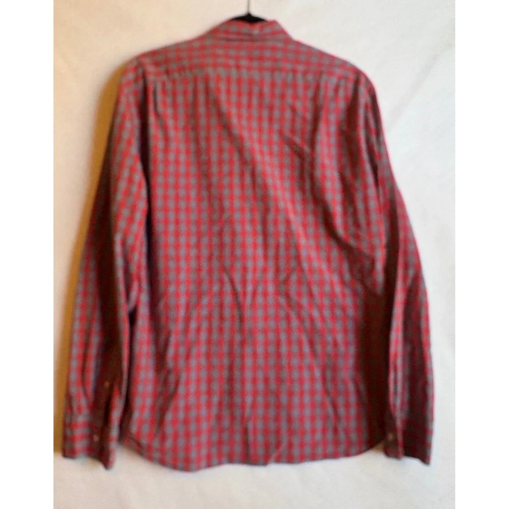 J Crew Flex Washed Slim Fit Plaid Button Down Shirt Mens XL Red Gray Long Sleeve - Picture 2 of 7